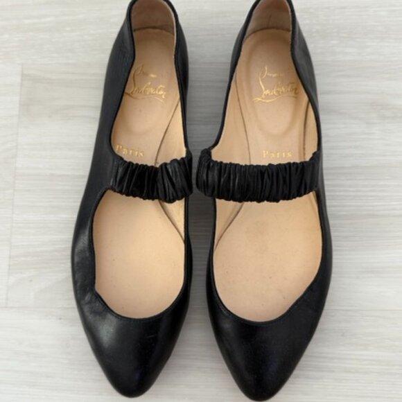 Christian Louboutin // Black Leather Mary Jane Flat - Womens 38 (US 7.5 or 8) - Picture 2 of 5